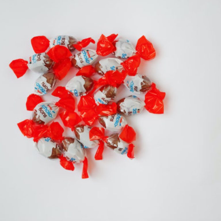Dusseldorf, Germany - February 18, 2017: Chocolates candies Kinder Schoko Bons on white background.